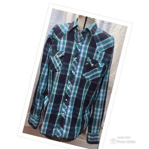 WRANGLER SHIRT MENS SNAP FRONT WESTERN SIZE LARGE